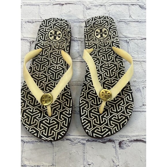 Tory Burch Women Shoes Brown Beige 9 M Toe Post Thong Flip Flop Beach Sandals - Picture 6 of 6